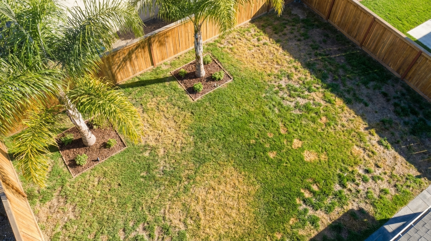 Before — neglected backyard in Los Angeles