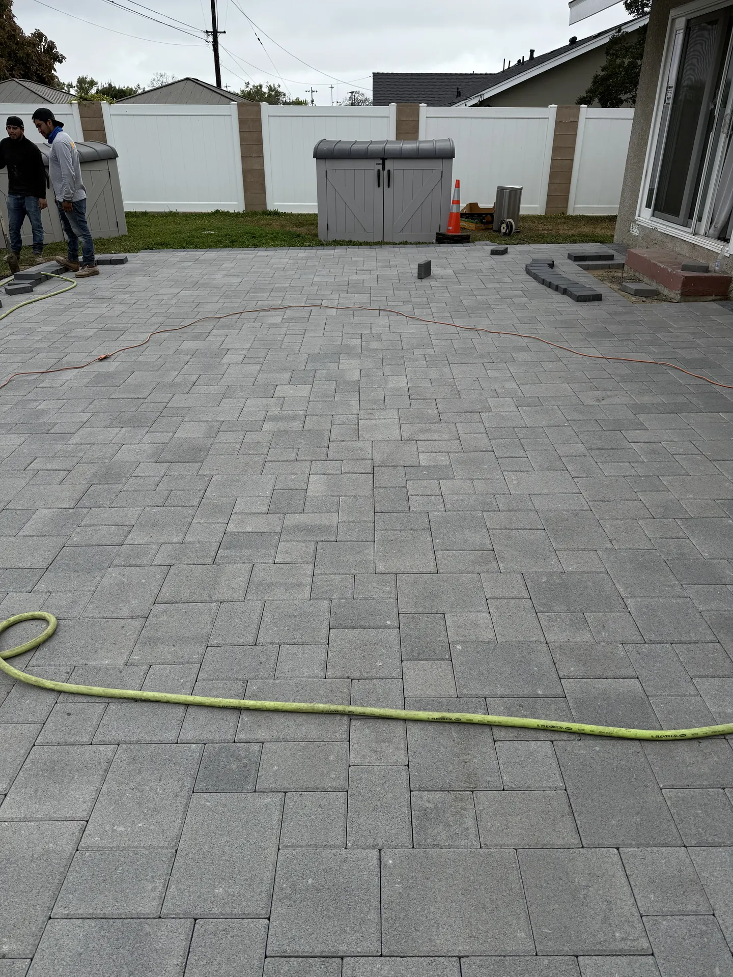 Paver driveway with contrasting border course in SoCal