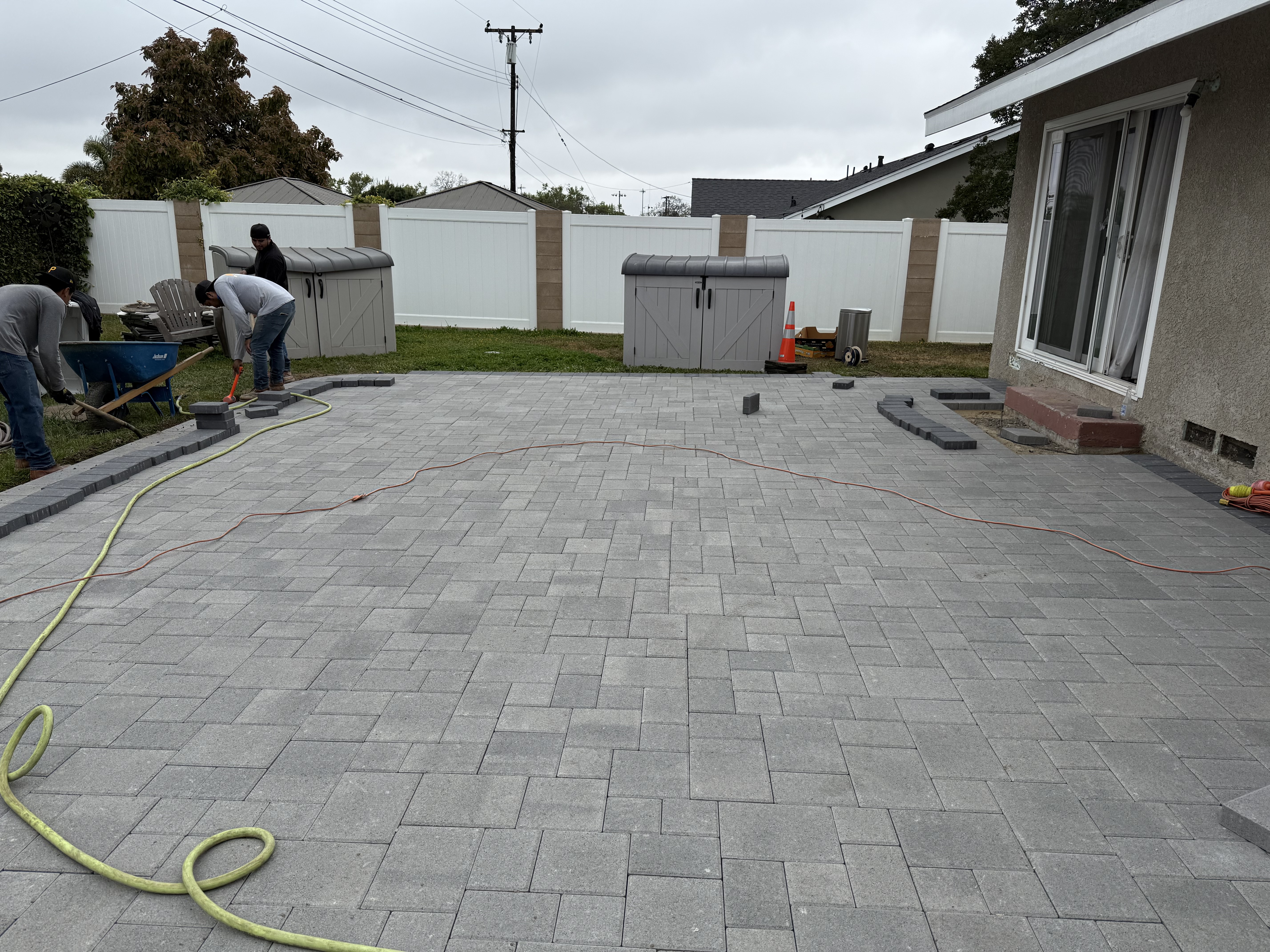 Paver patio with outdoor living space in SoCal