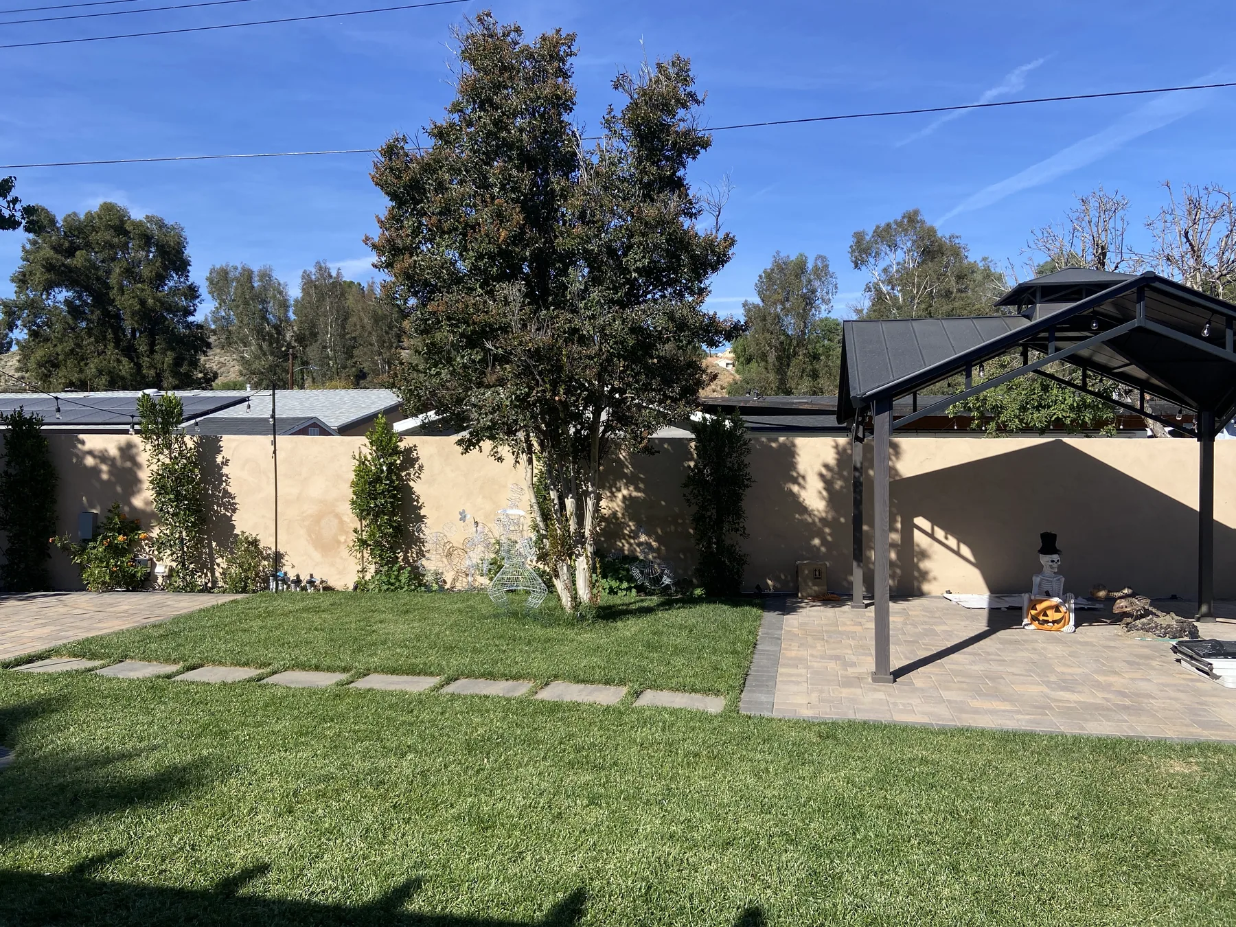 Backyard build with paver patio and lounge area