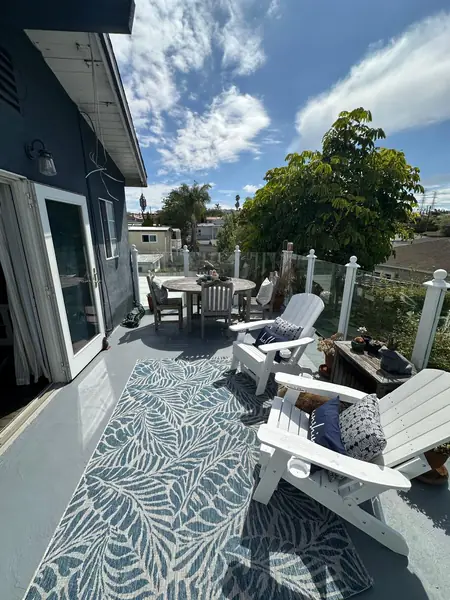 Finished patio with outdoor furniture